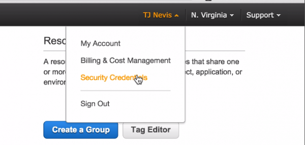 Amazon AWS Security Credentials in the Web Console